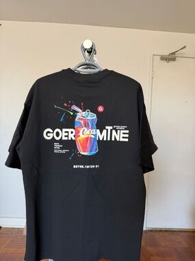 Coca Cola Black Tee with Multicolor Soda Can Graphic